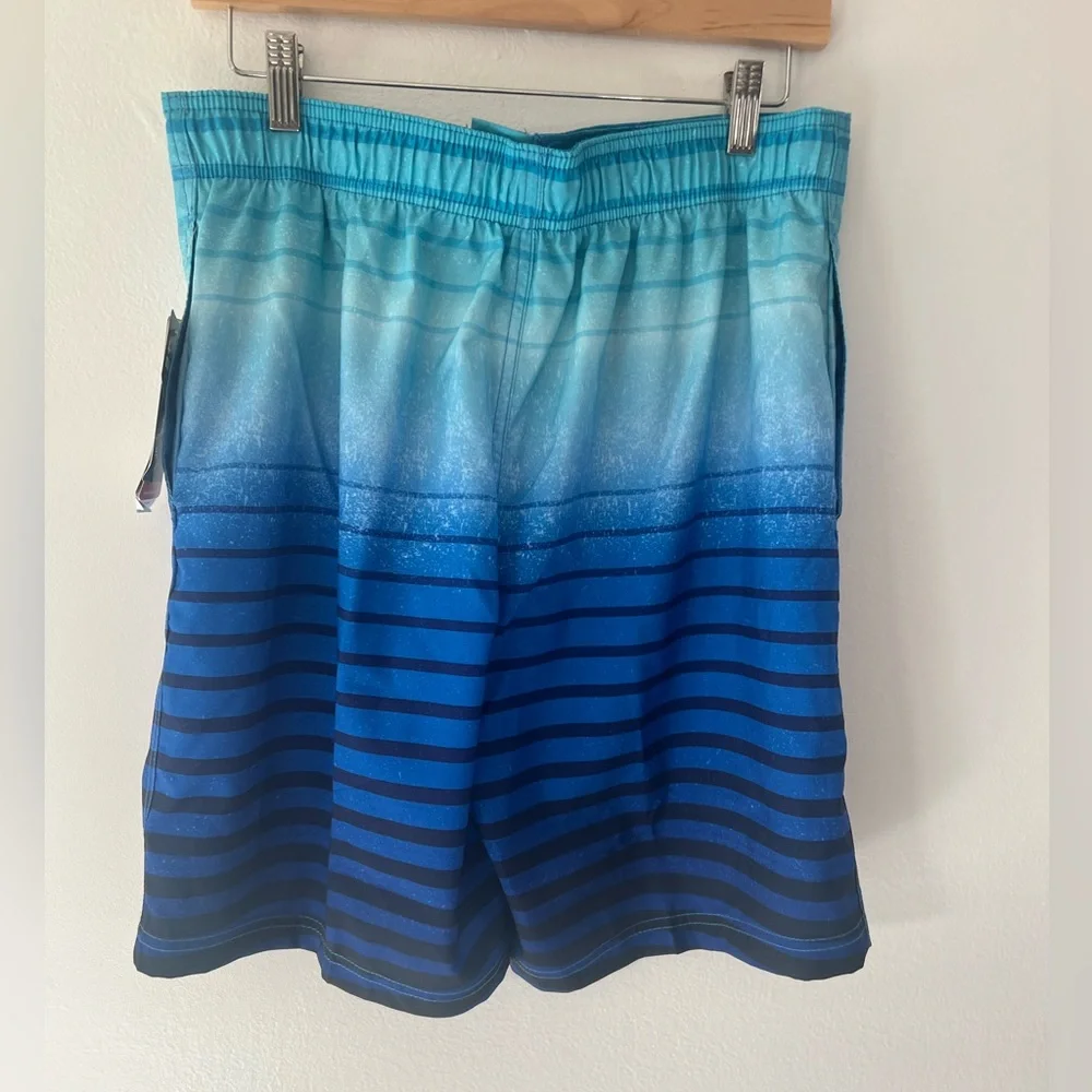 Speedo‎ Eco Comfort Stretch Bondi Boardshorts Palace Blue Striped Swim Trunks